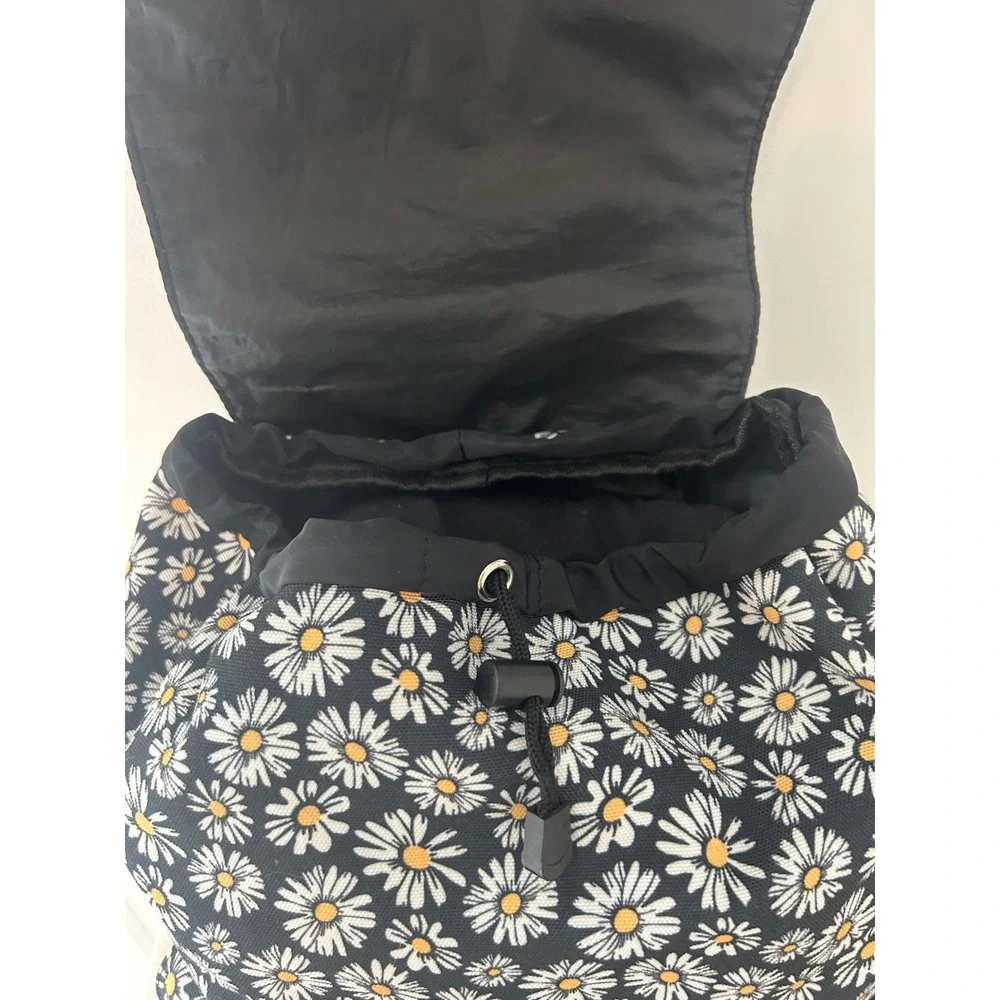 Art Class Daisy Floral Boho Backpack Black White Yellow Recycled Polyester Bag